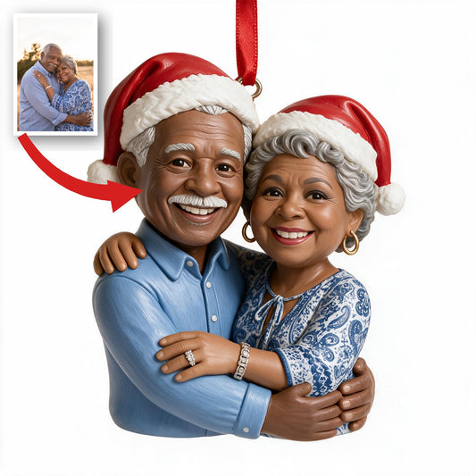 Personalisierte Foto-Weihnachtsornament für ältere schwarze Paare, Geschenk für Großeltern