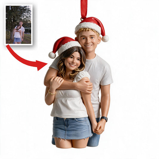 Personalisierte Foto Weihnachtsmann Frau Paar Karikatur Ornament