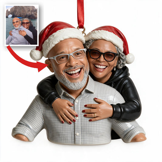 Personalisierte Foto-Weihnachtsornament Karikatur eines Paares