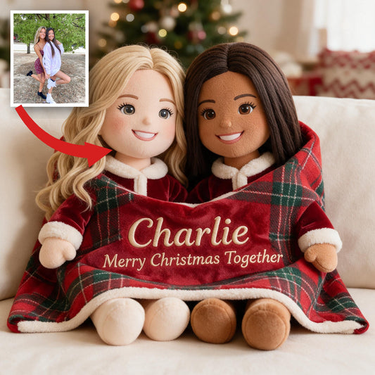 Personalisierte Weihnachtskissen für lesbisches Paar - Premium Kunstfell Geschenk