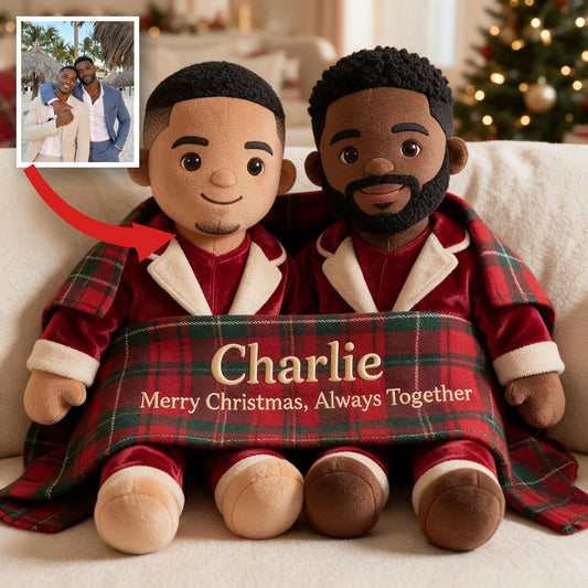 Personalisierte Weihnachtskissen für schwule Paare aus Kunstfell