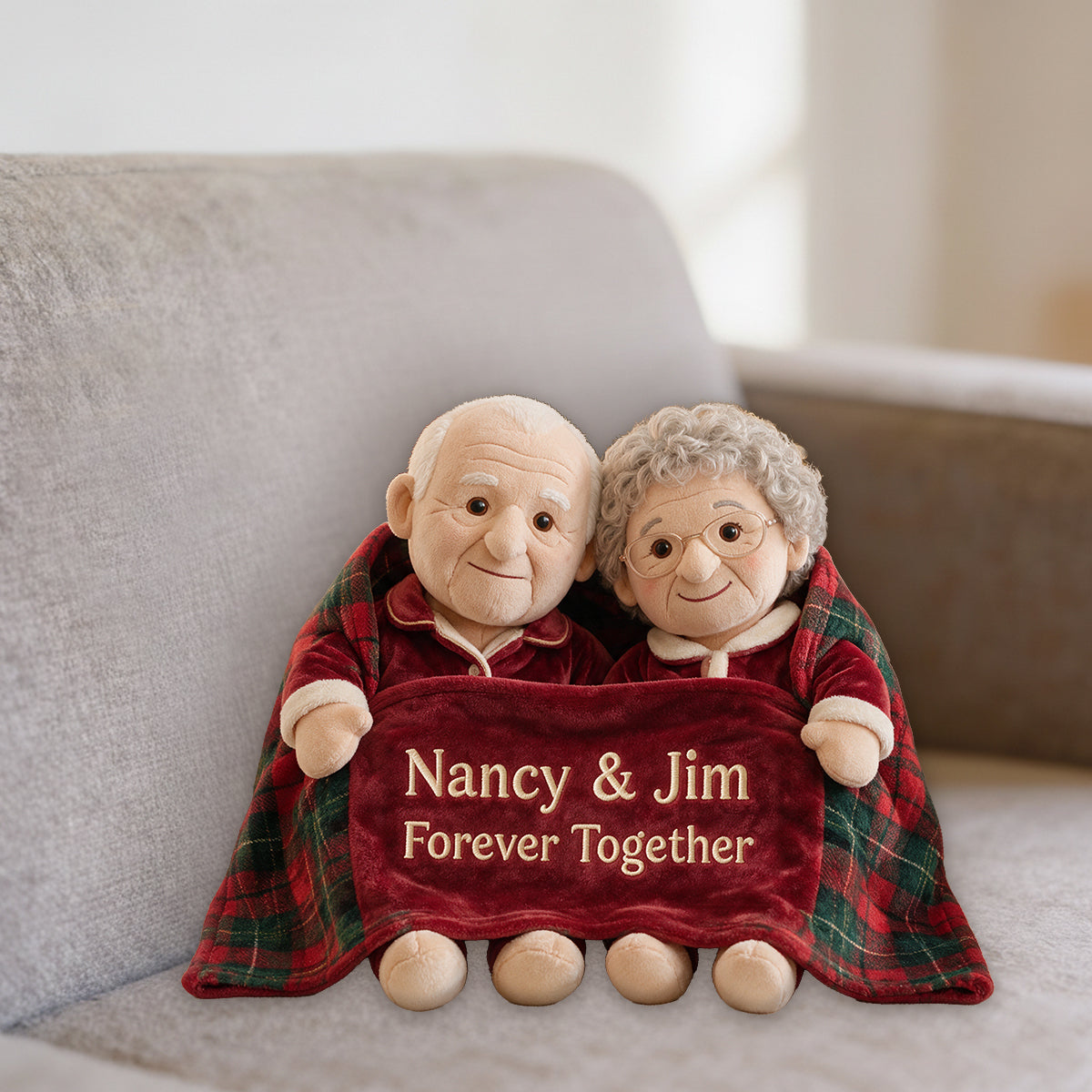 Personalized Christmas Black Couple Premium Faux Fur Pillow Wedding Gift