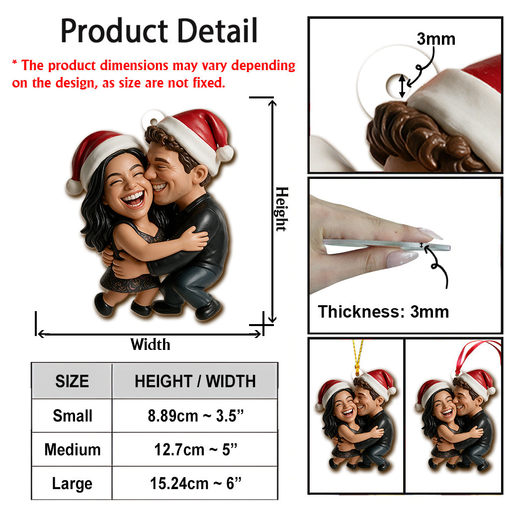 Custom Photo Christmas Black Couple Caricature Ornament Gift