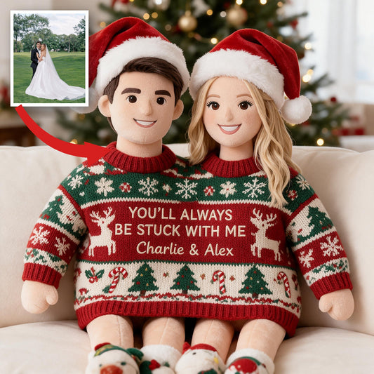 Personalisierbares Foto Weihnachts Hochzeits Paar Kunstfell Kissen, Einzigartiges Paar Geschenk