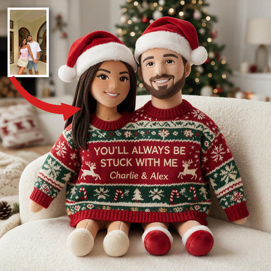 Personalisierbares Foto Weihnachten Latino Paar Kunstfellkissen, Geschenk für Paare