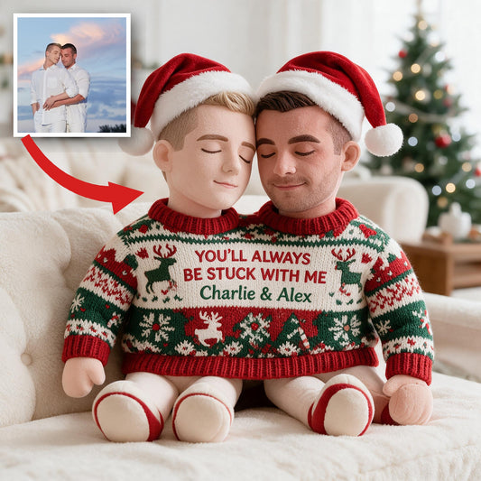 Personalisierbares Foto Weihnachten Schwules Paar Kunstfellkissen, LGBT Paar Wohnaccessoire Geschenk