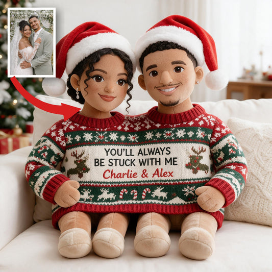 Personalisierbares Foto Weihnachts Latino Paar Kunstfellkissen, Geschenk für Ehepartner
