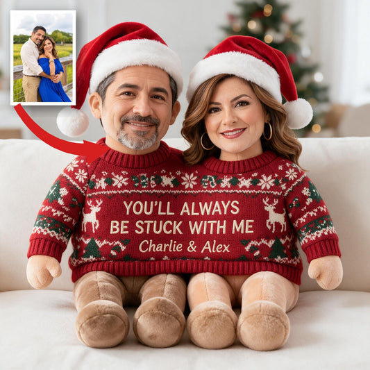 Personalisierbares Foto Weihnachtskissen für mittelalte Latino-Paare