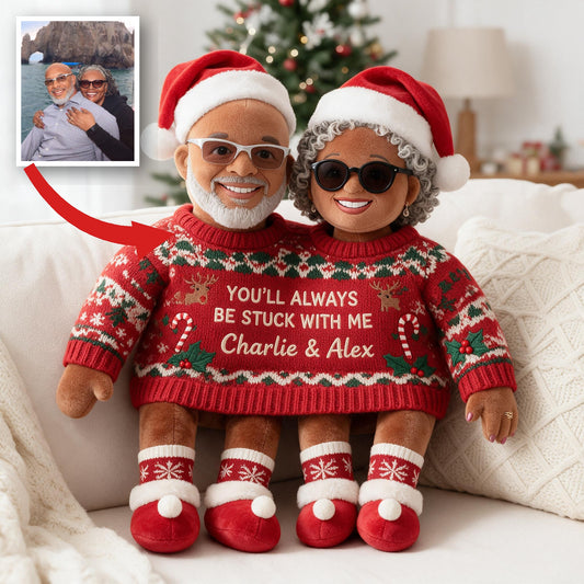 Personalisierbares Foto Weihnachtskissen für ein mittleres schwarzes Paar