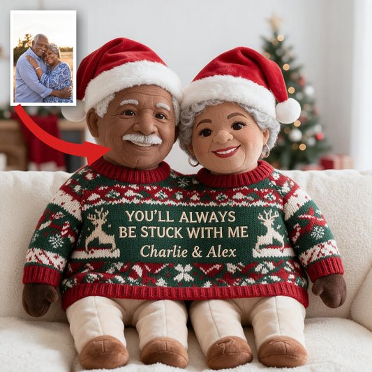 Personalisierte Foto-Weihnachtsdecke für ältere schwarze Paare, Geschenk für Paare