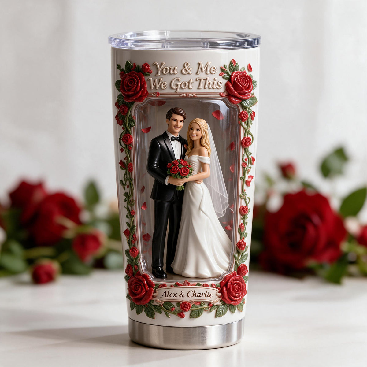 Custom Photo Wedding Couple Tumbler, Unique Wedding Gift for Husband and Wife