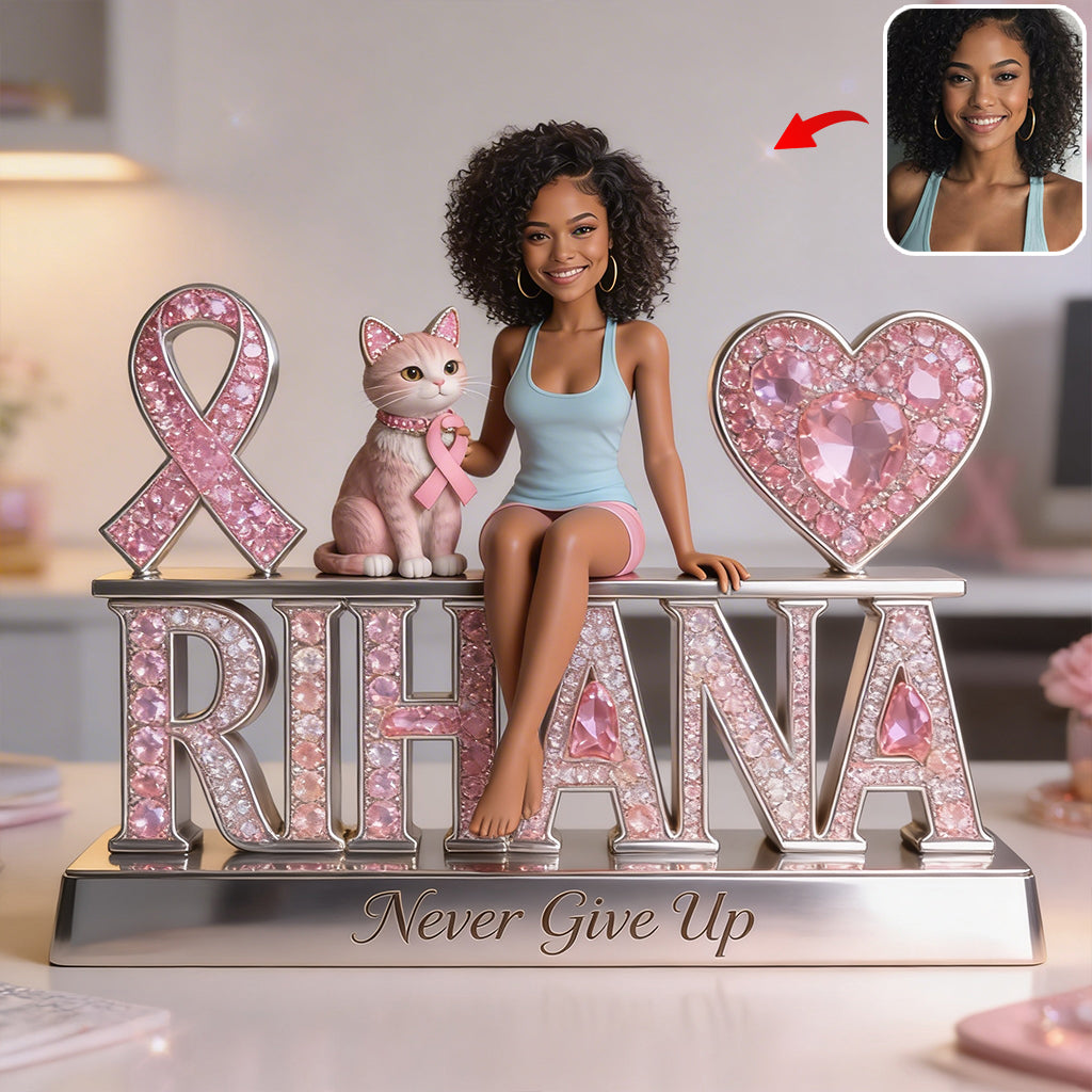 Custom Photo Breast Cancer Awareness Middle-Aged Latina Breast Cancer Woman Acrylic Plaque Keepsake