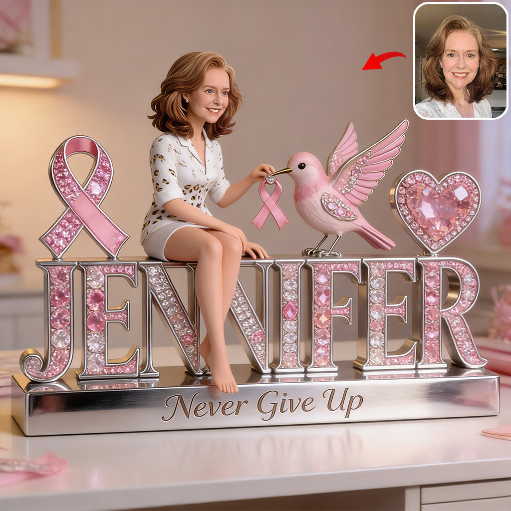 Custom Photo Breast Cancer Awareness Middle-Aged Latina Breast Cancer Woman Acrylic Plaque Keepsake