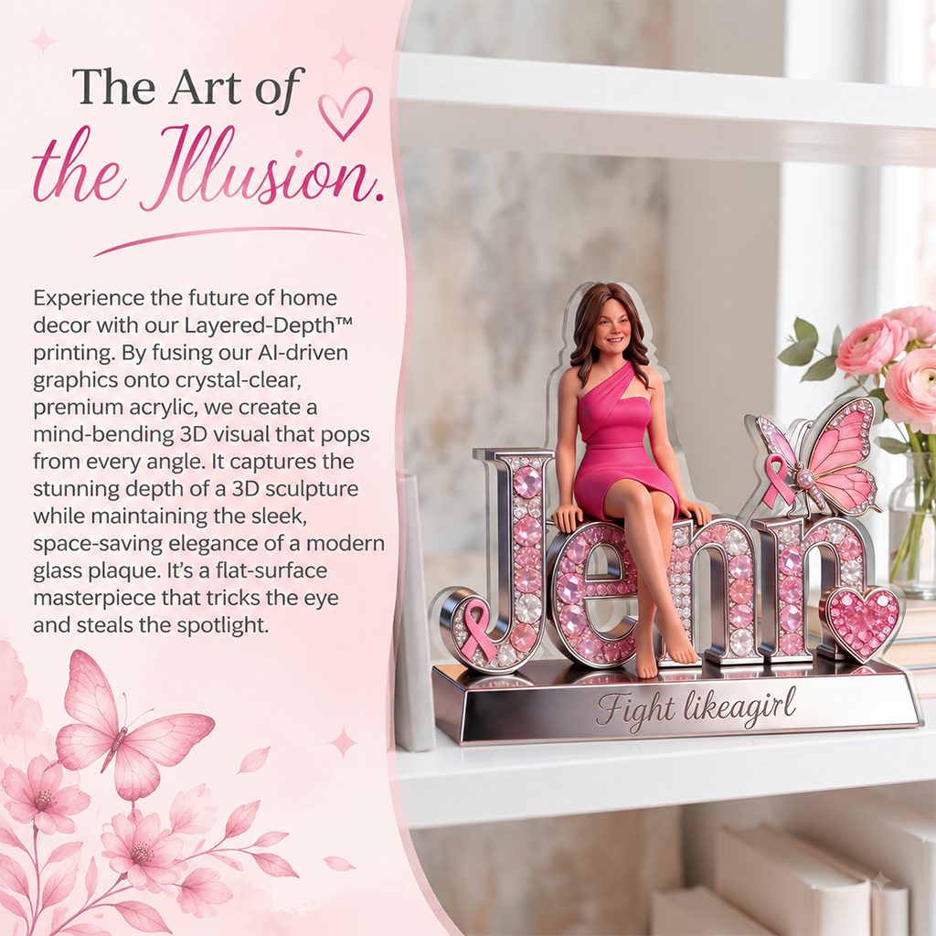 Custom Photo Breast Cancer Awareness Latina Breast Cancer Woman Shaped Acrylic Plaque