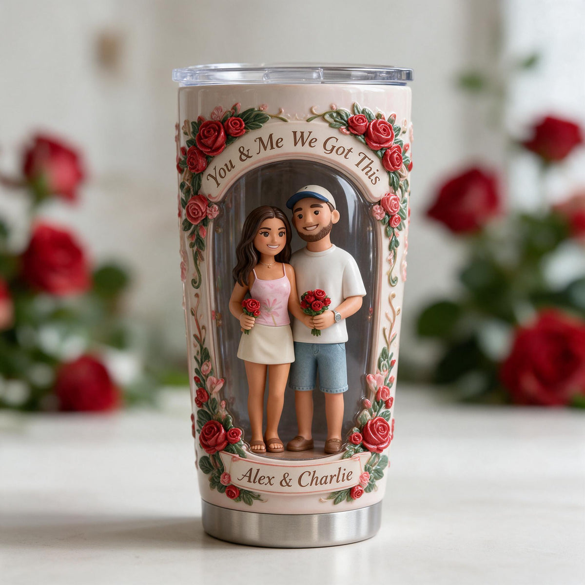 Custom Photo Latino Couple Tumbler Personalized Husband Wife Gift