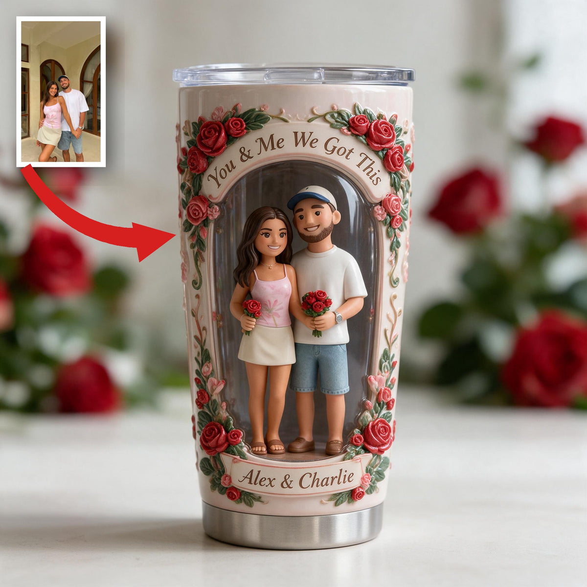 Custom Photo Latino Couple Tumbler Personalized Husband Wife Gift