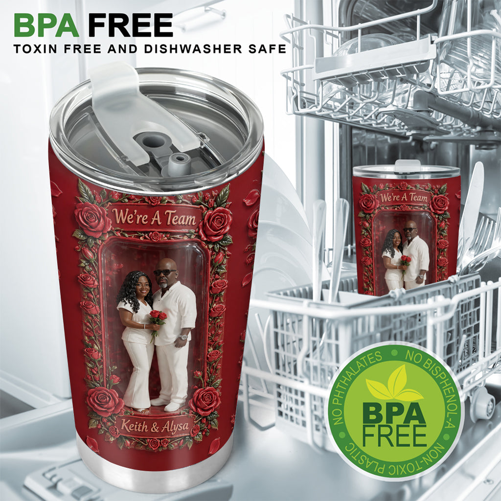 Custom Photo Gay Couple Floral Tumbler, LGBT Couple Gift