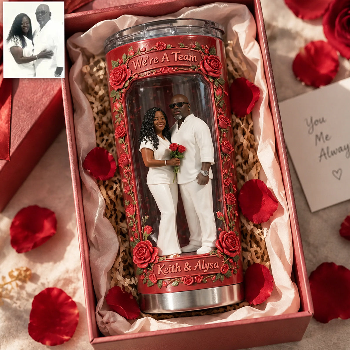 Custom Photo Black Couple Husband Wife Tumbler Romantic Couple Gift