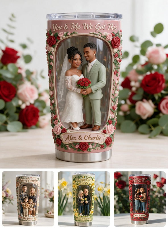 Custom Photo Wedding Latino Couple Tumbler, Husband Wife Gift