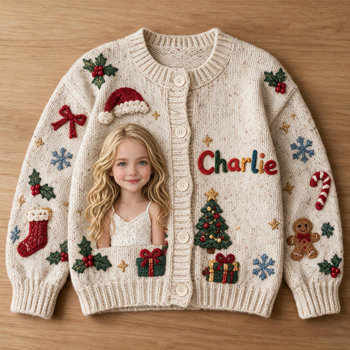 Personalisierter Weihnachtscardigan für Mädchen - Geschenk für Tochter, Enkelin, Nichte