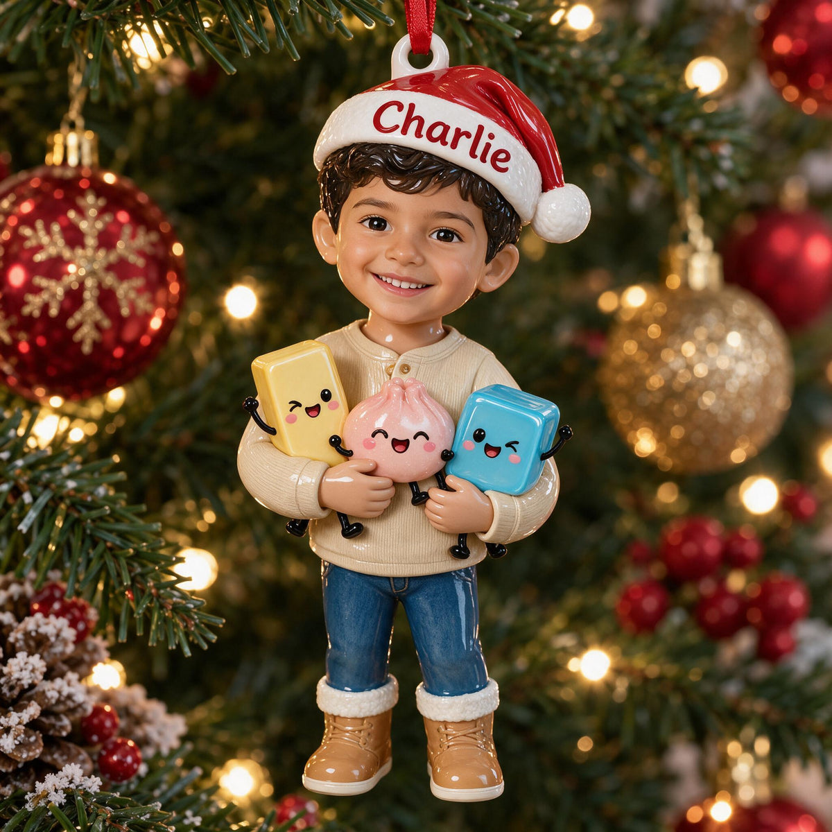 Personalized Christmas Latino Little Boy 3D Ornament Son Grandson Nephew Gift