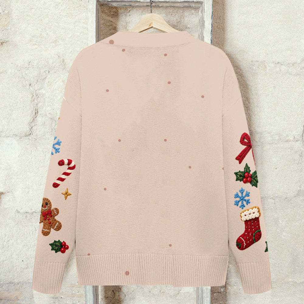 Personalized Christmas Black Little Girl Cardigan Sweater Gift for Daughter Granddaughter Niece