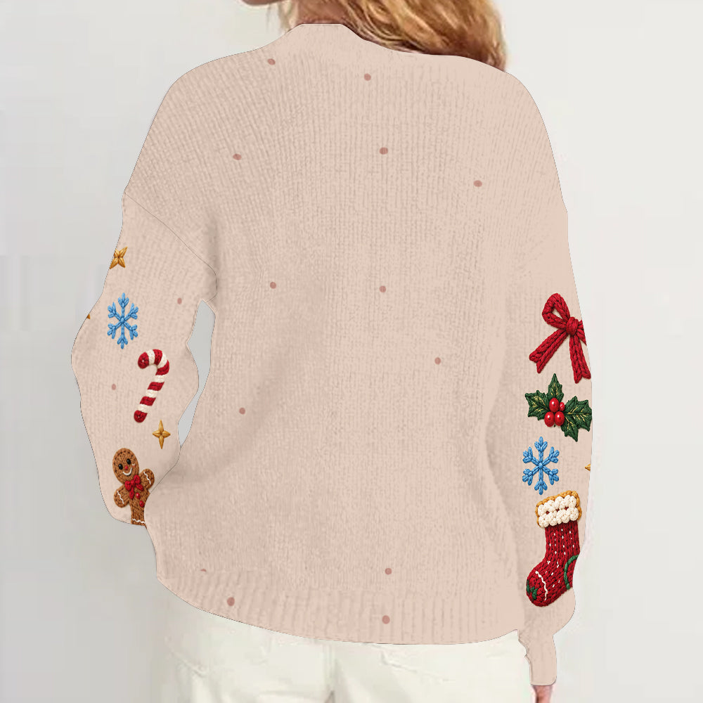 Personalized Christmas Black Little Girl Cardigan Sweater Gift for Daughter Granddaughter Niece