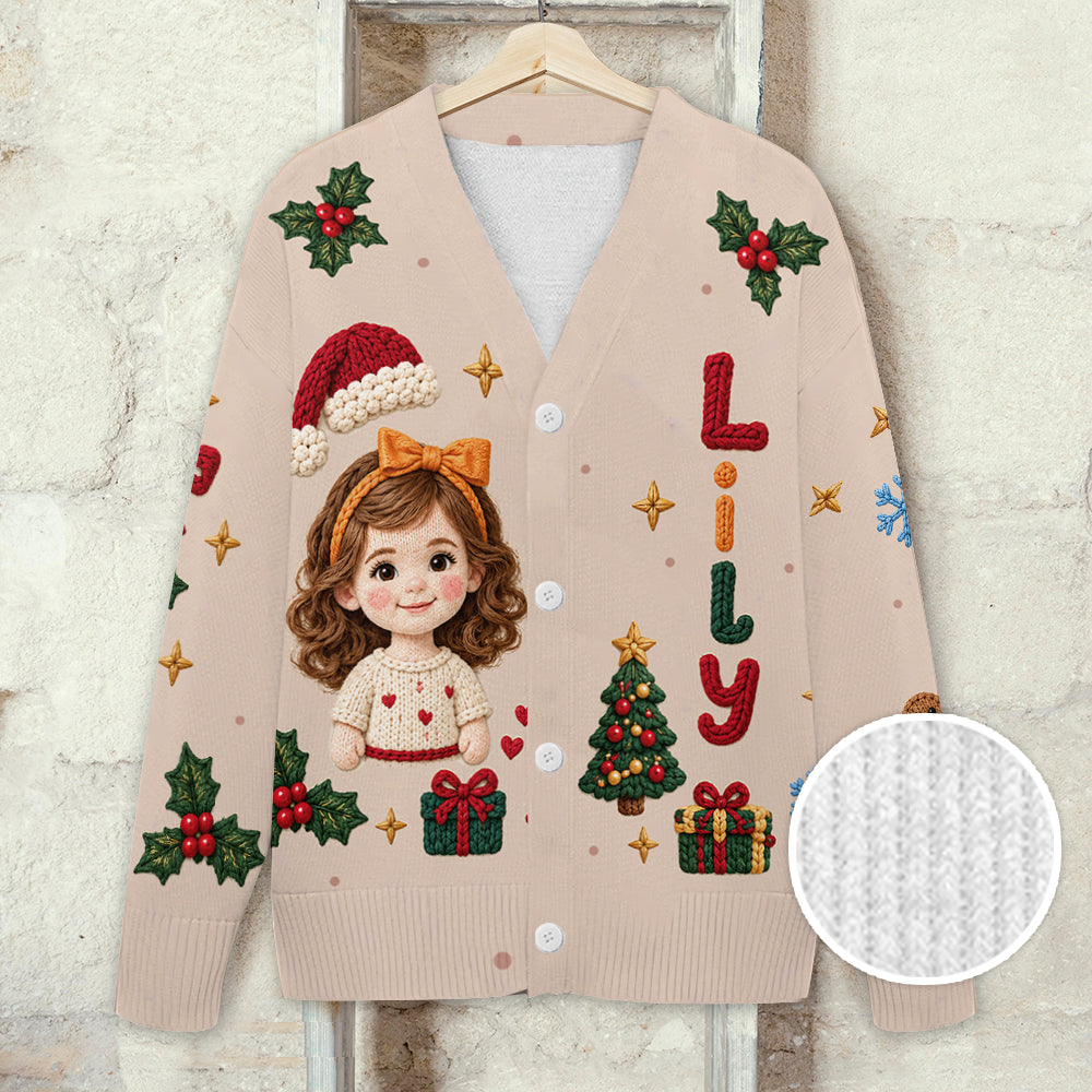 Personalized Christmas Little Boy Cardigan Sweater Custom Kid Holiday Gift