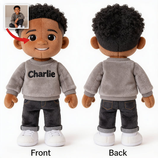 Porte-clés en peluche noir personnalisé pour petit garçon