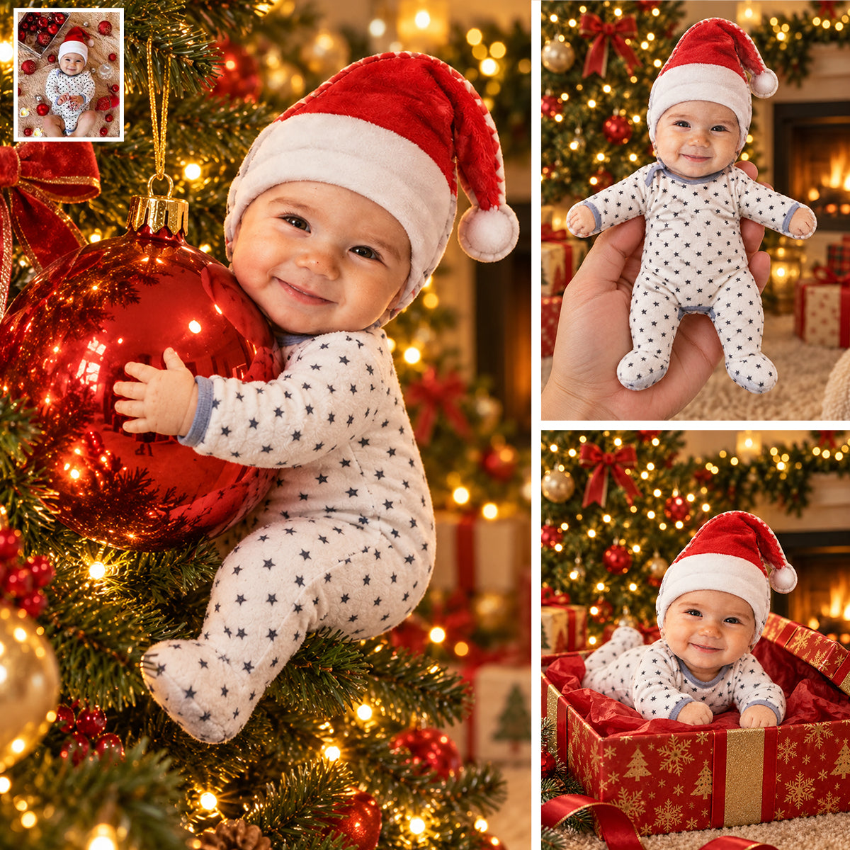 Custom Photo Little Boy Posable Plush Doll Personalized Son Grandson Keepsake Gift