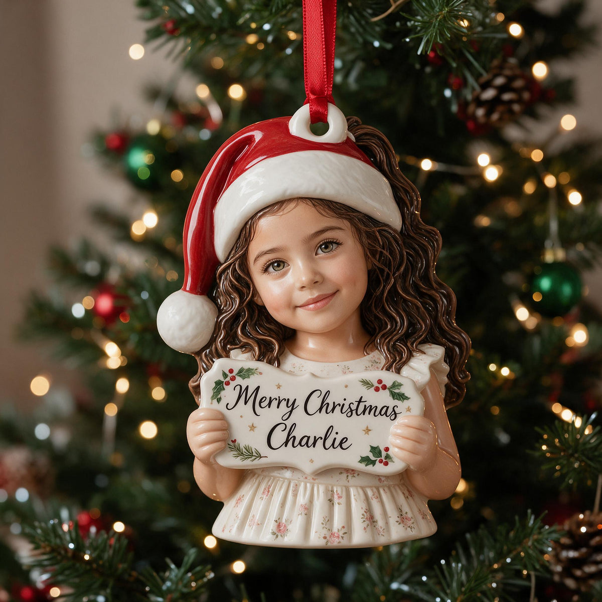 Personalized Christmas Latina Little Girl Premium 3D Ornament Gift for Daughter Granddaughter Niece