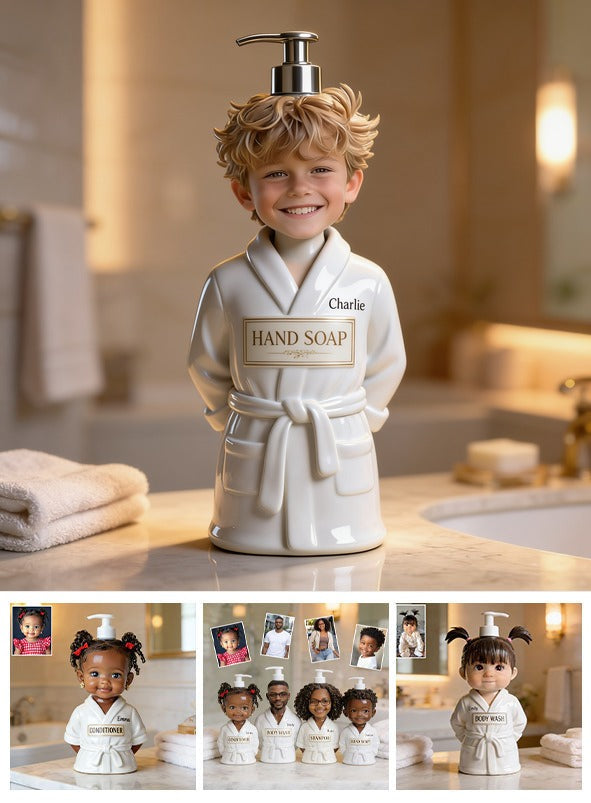 Personalized Little Boy Shaped Soap Dispenser Kids Bathroom Decor Gift