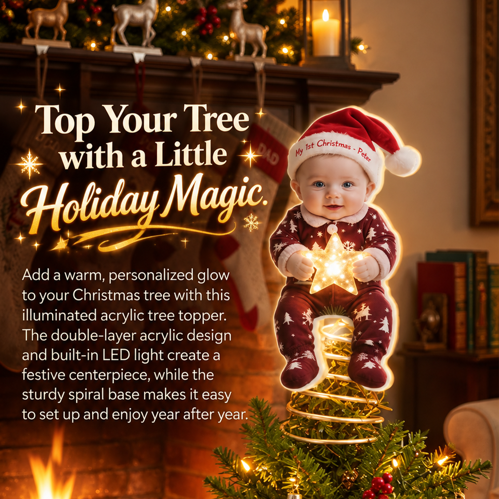 Personalized Christmas Black Christmas Baby Girl Gingerbread Costume LED Tree Topper
