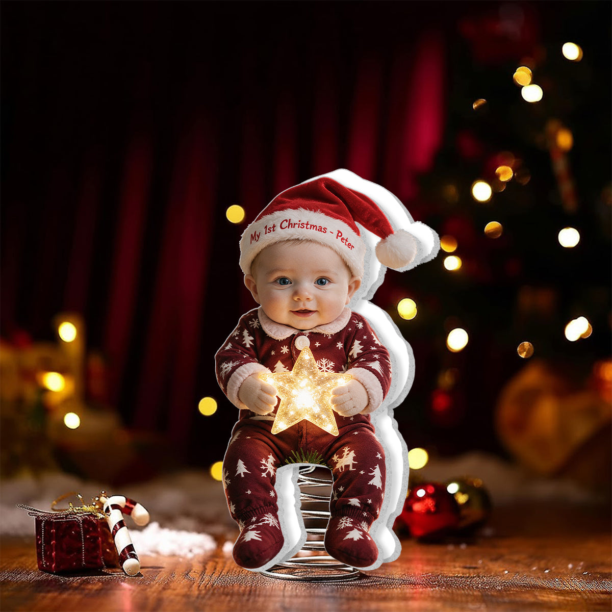 Personalized Christmas Little Girl LED Light Tree Topper Holiday Decor