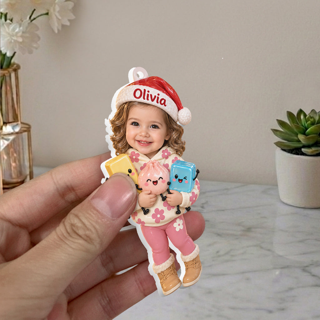 Personalized Christmas Little Girl 3D Ornament, Cute Keepsake Gift for Kids