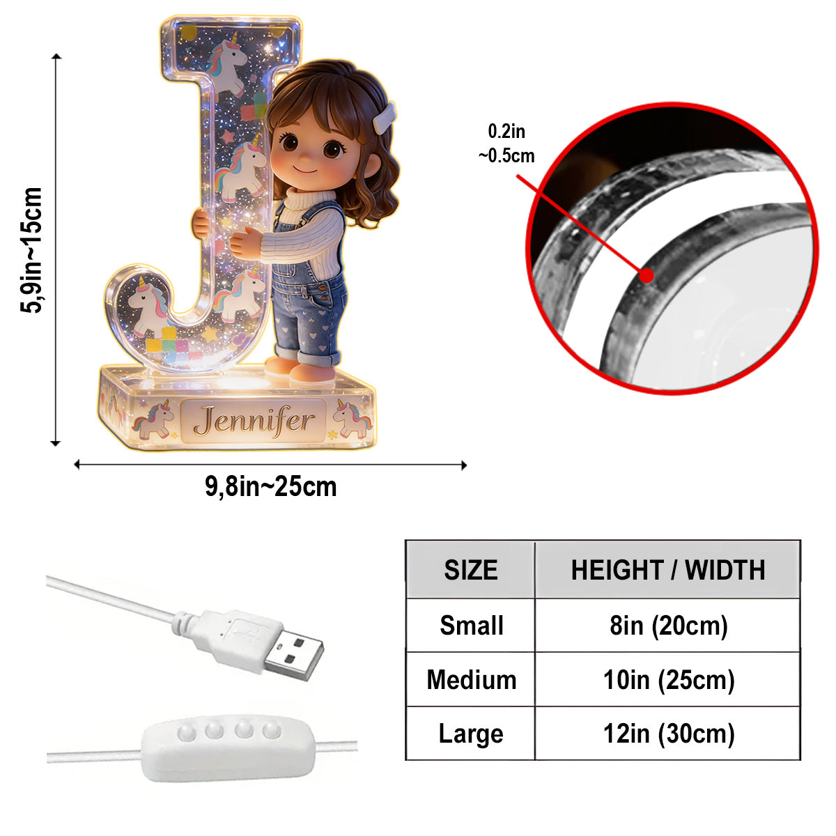 Personalized Latino Little Boy Acrylic LED Night Light Custom Kids Room Decor Gift