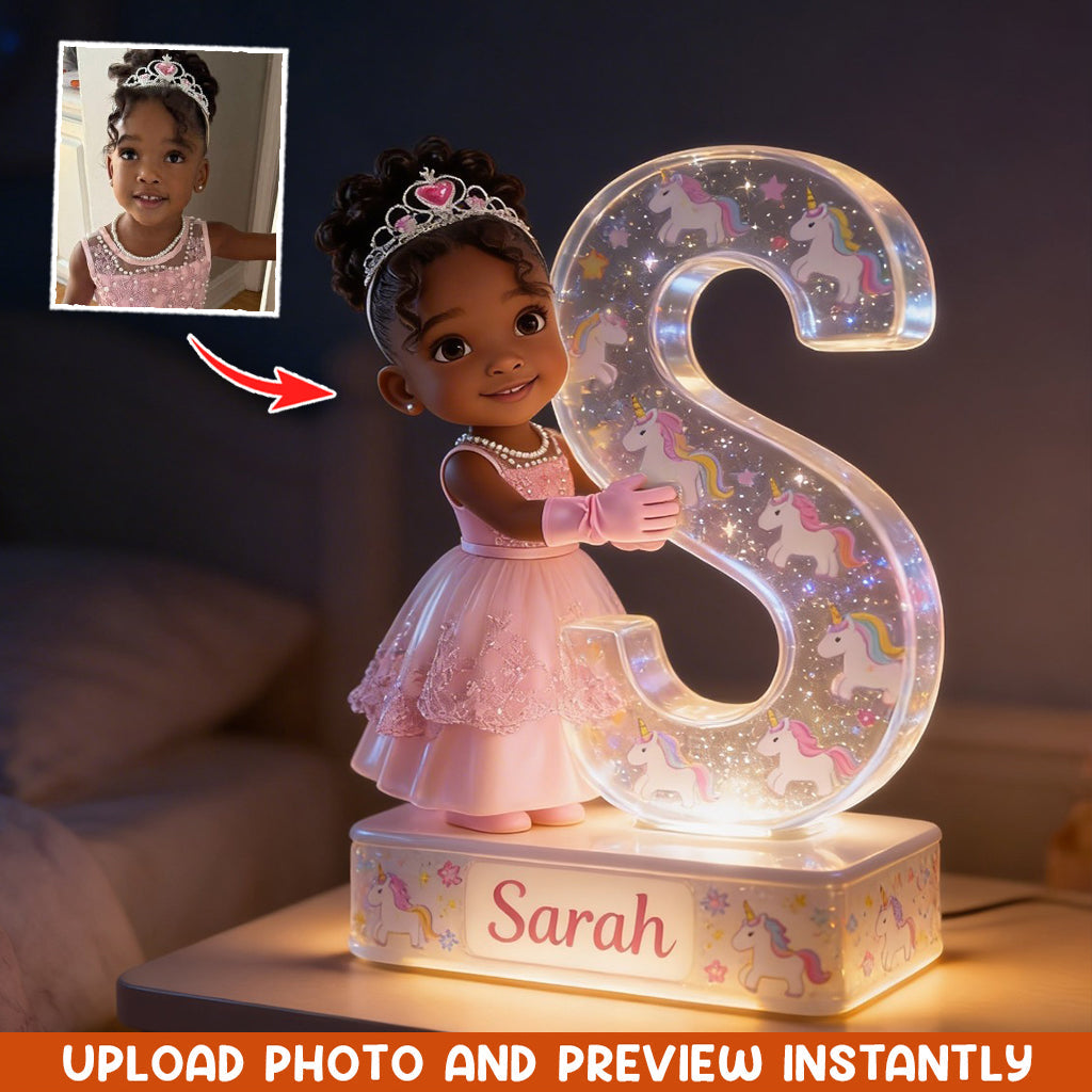Personalized Christmas Black Christmas Baby Girl Acrylic LED Night Light Kid Gift