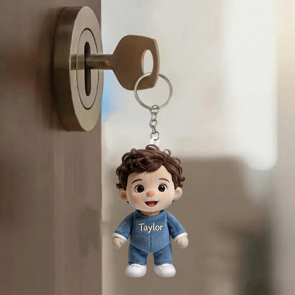 Personalized Little Boy Plush Keychain Gift for Son Grandson Nephew