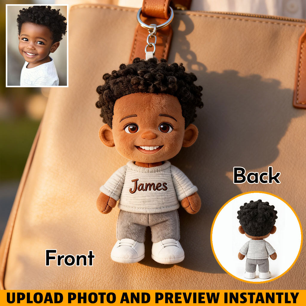 Personalized Christmas Black Christmas Baby Girl Gingerbread Plush Keychain