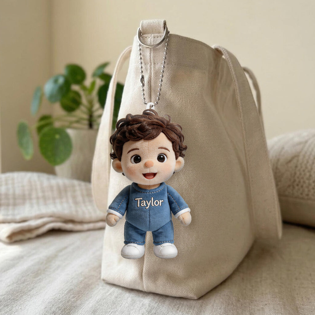 Personalized Little Boy Plush Keychain Gift for Son Grandson Nephew