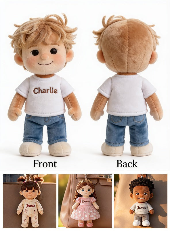 Personalized Little Boy Plush Keychain Gift for Son Grandson Nephew