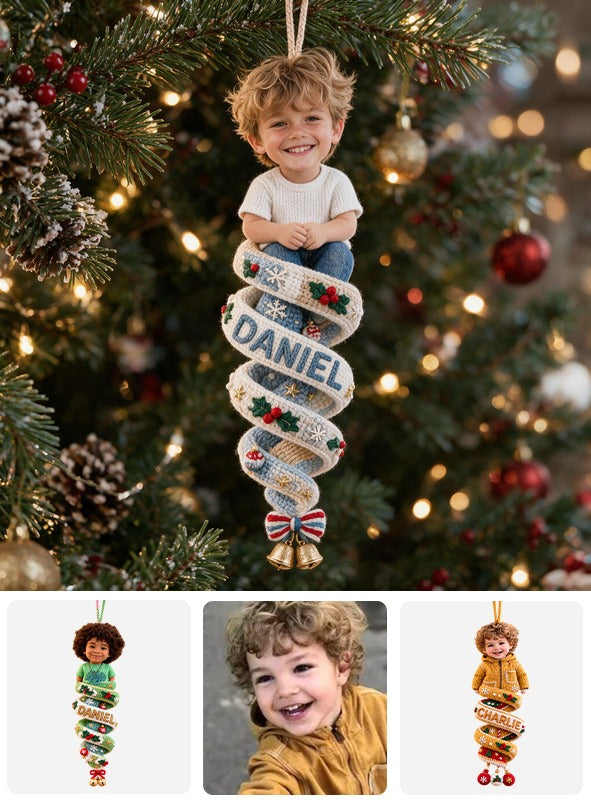 Custom Photo Christmas Little Boy Plush Ornament - Kid Holiday Gift for Son Grandson Nephew