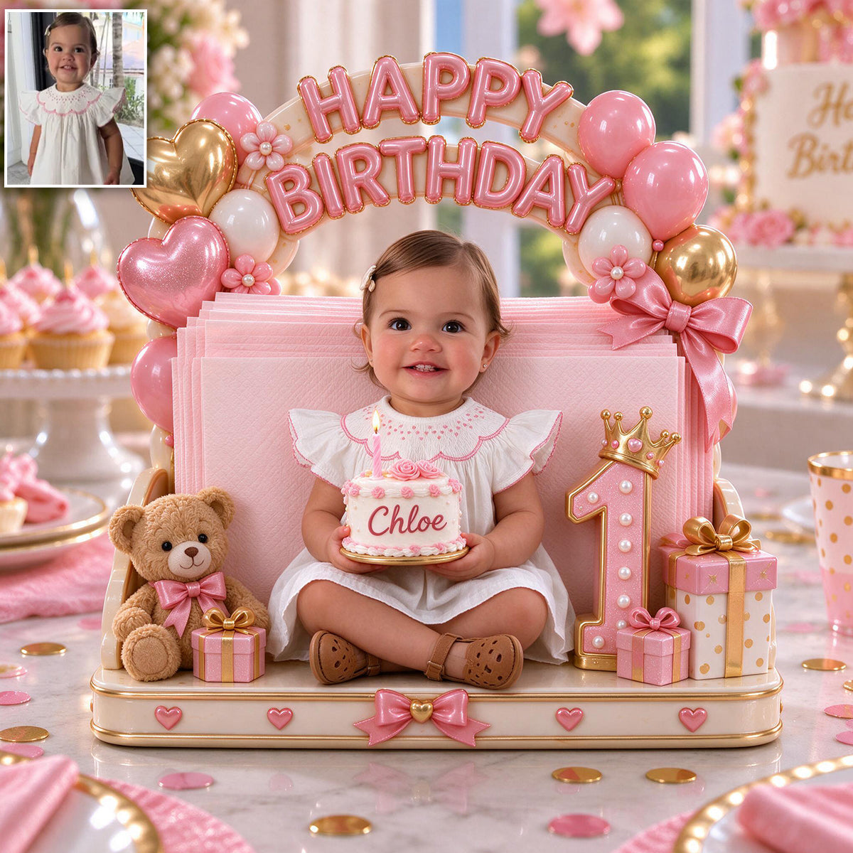 Personalized Birthday Little Girl Napkin Holder Gift for Daughter Granddaughter Niece