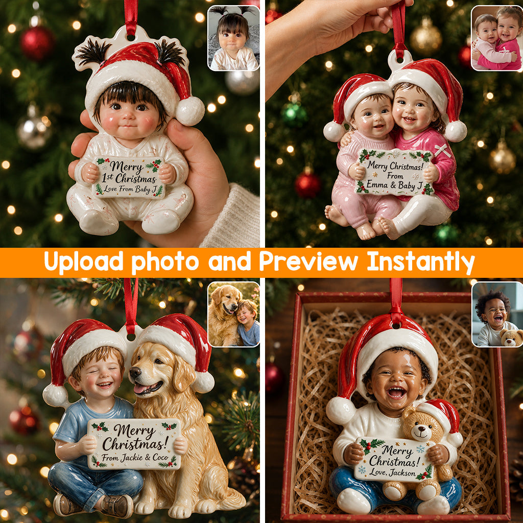 Personalized Christmas Baby Boy 3D Resin Ornament Holiday Keepsake