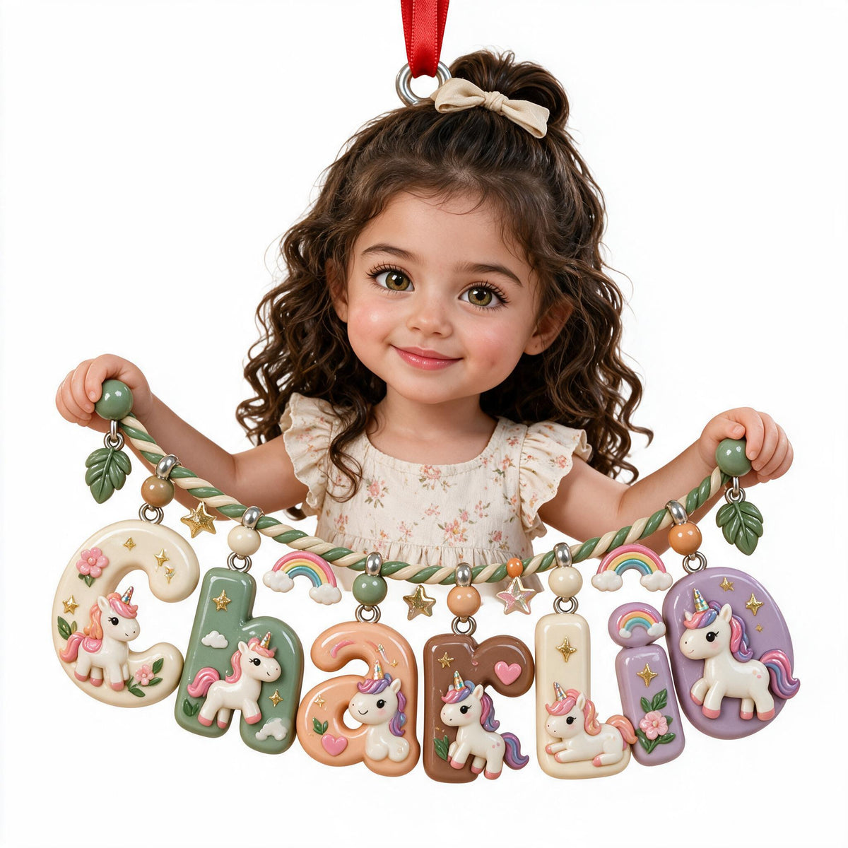 Personalized Latina Little Girl Custom Name Acrylic Ornament Unicorn Charm Gift for Kids