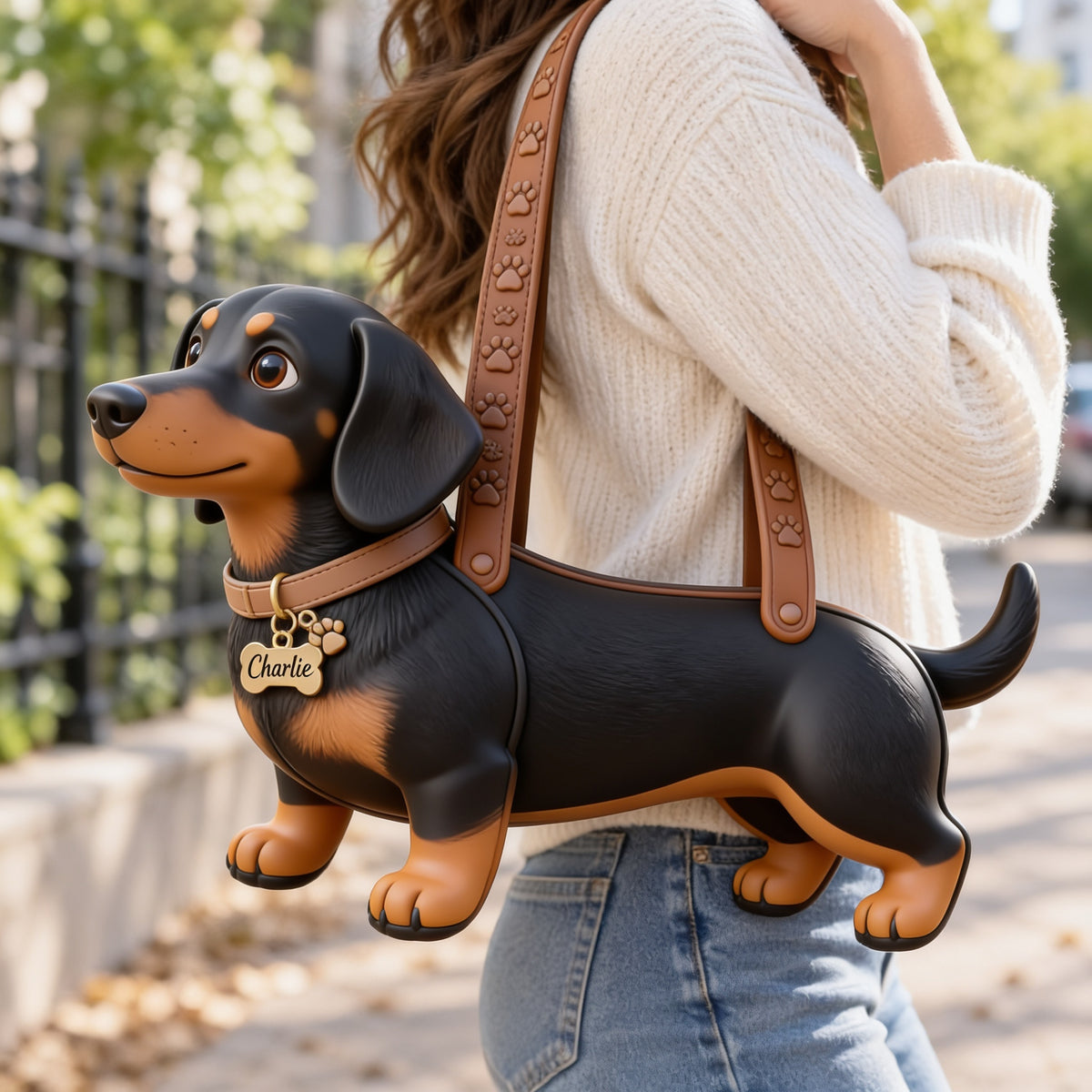 Personalized Adult Black and Tan Rottweiler Custom Shape Tote Bag Pet Owner Gift