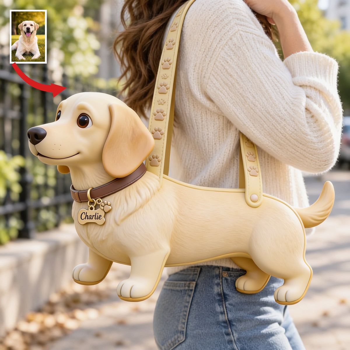 Personalized Pale Cream Yellow Labrador Retriever Custom Shape Tote Bag Dog Lover Gift