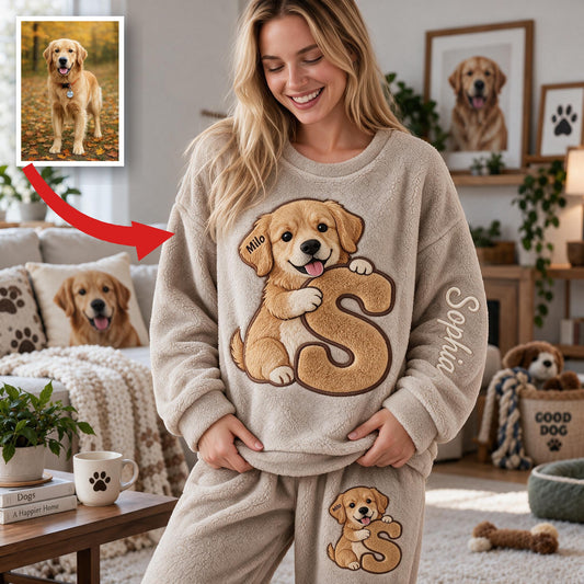 Personalisierter Golden Retriever Fleece Lounge Set für Hundeliebhaber