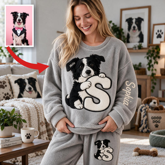 Personalisierter Fleece Lounge Set für Border Collie Liebhaber