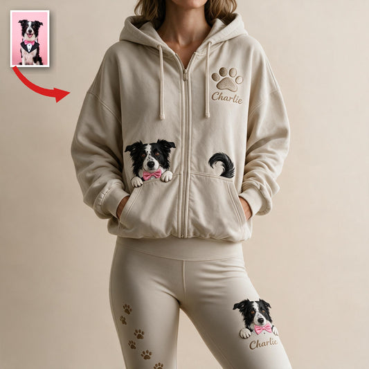 Ensemble de Loungewear Personnalisé Sweat à Capuche et Leggings Border Collie